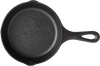 Small 6.5-inch cast iron skillet with a howling wolf design on the cooking surface, handcrafted in the USA, perfect for Kitchen & Food, Cookware, Cast Iron, and Best Sellers collections.