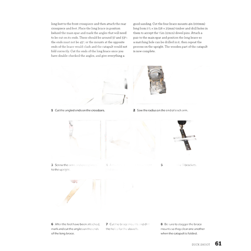 Page showing step-by-step woodworking instructions with detailed labeled photos illustrating assembly of a wooden project, part of a how-to book in toys, books, and home garden collections.