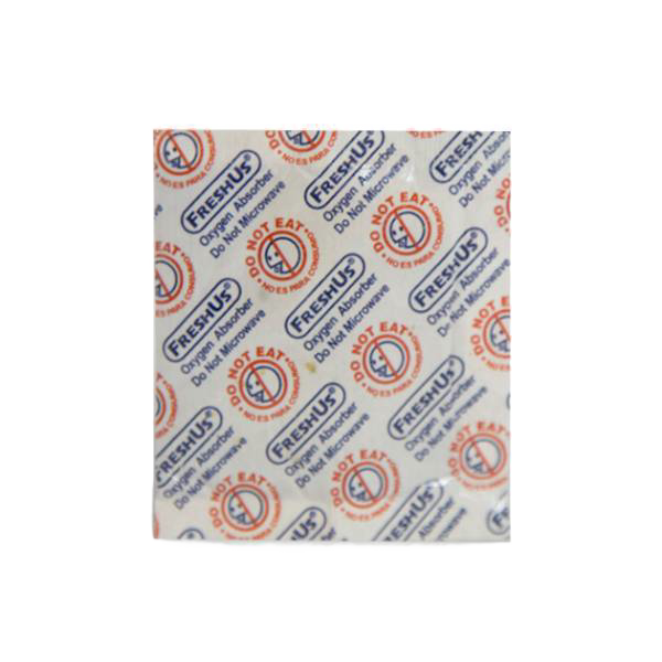 Small breathable packet labeled Fresh Us containing oxygen absorbers to extend shelf life of stored dry foods, featured in Farm, Garden & Tool, Kitchen & Food, and Emergency Supplies collections.