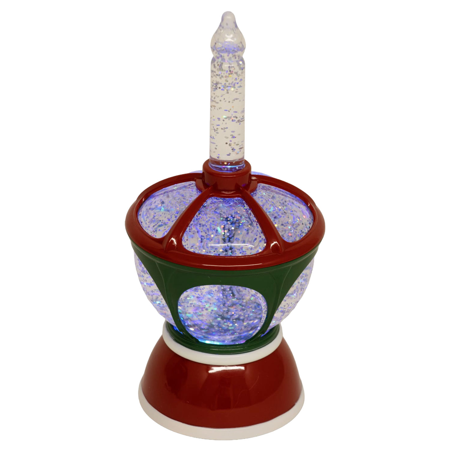 Handcrafted retro-inspired swirl bubble light with red and green accents, glittering bubbles inside, perfect for mantel or shelf decoration in Home & Decor, Holiday Decor, Best Sellers, Promo Eligible collections.
