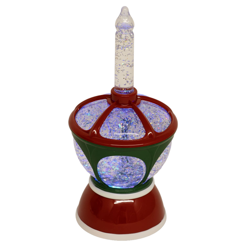 Handcrafted retro-inspired swirl bubble light with red and green accents, glittering bubbles inside, perfect for mantel or shelf decoration in Home & Decor, Holiday Decor, Best Sellers, Promo Eligible collections.