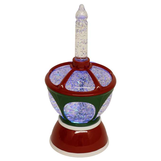 Handcrafted retro-inspired swirl bubble light with red and green accents, glittering bubbles inside, perfect for mantel or shelf decoration in Home & Decor, Holiday Decor, Best Sellers, Promo Eligible collections.