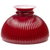 Glossy ruby red ribbed glass lamp shade with a flared white rim, handcrafted for use with 10-inch Aladdin lamp rings, ideal for Lamps & Lighting and Lamp Shades collections.