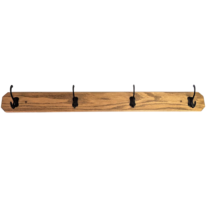 Handmade oak wallboard with four metal hooks in a smooth finish, crafted by Amish artisans in the USA, featured in Home & Decor, Household Helpers, and Best Sellers collections.