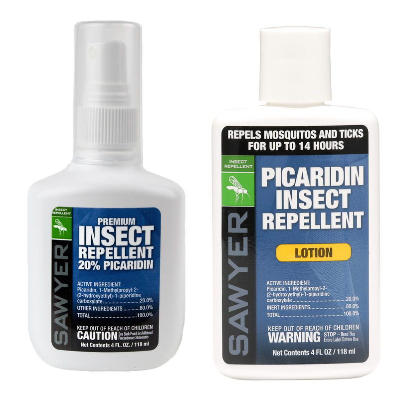 Set of two insect repellent containers with 20% Picaridin, including spray and lotion, designed to repel mosquitoes and ticks for up to 14 hours, ideal for Farm, Garden & Tool, Camping, and Best Sellers collections.