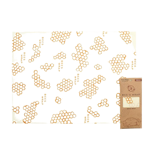 Handcrafted muslin cloth bread wrap infused with beeswax, featuring a honeycomb design, reusable and made in USA, ideal for Kitchen & Food, Storage and Serving, Bread Making Supplies, and Best Sellers collections.