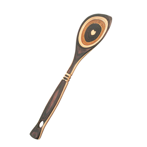 Handcrafted pakkawood corner spoon featuring bold concentric color patterns, sturdy craftsmanship, and heat-resistant design, perfect for Kitchen & Food, Kitchen Gadgets, Cooking and Baking Helpers, Storage and Serving, Best Sellers, and Promo Eligible collections.