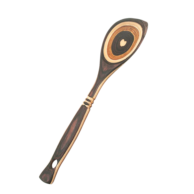 Handcrafted pakkawood corner spoon featuring bold concentric color patterns, sturdy craftsmanship, and heat-resistant design, perfect for Kitchen & Food, Kitchen Gadgets, Cooking and Baking Helpers, Storage and Serving, Best Sellers, and Promo Eligible collections.