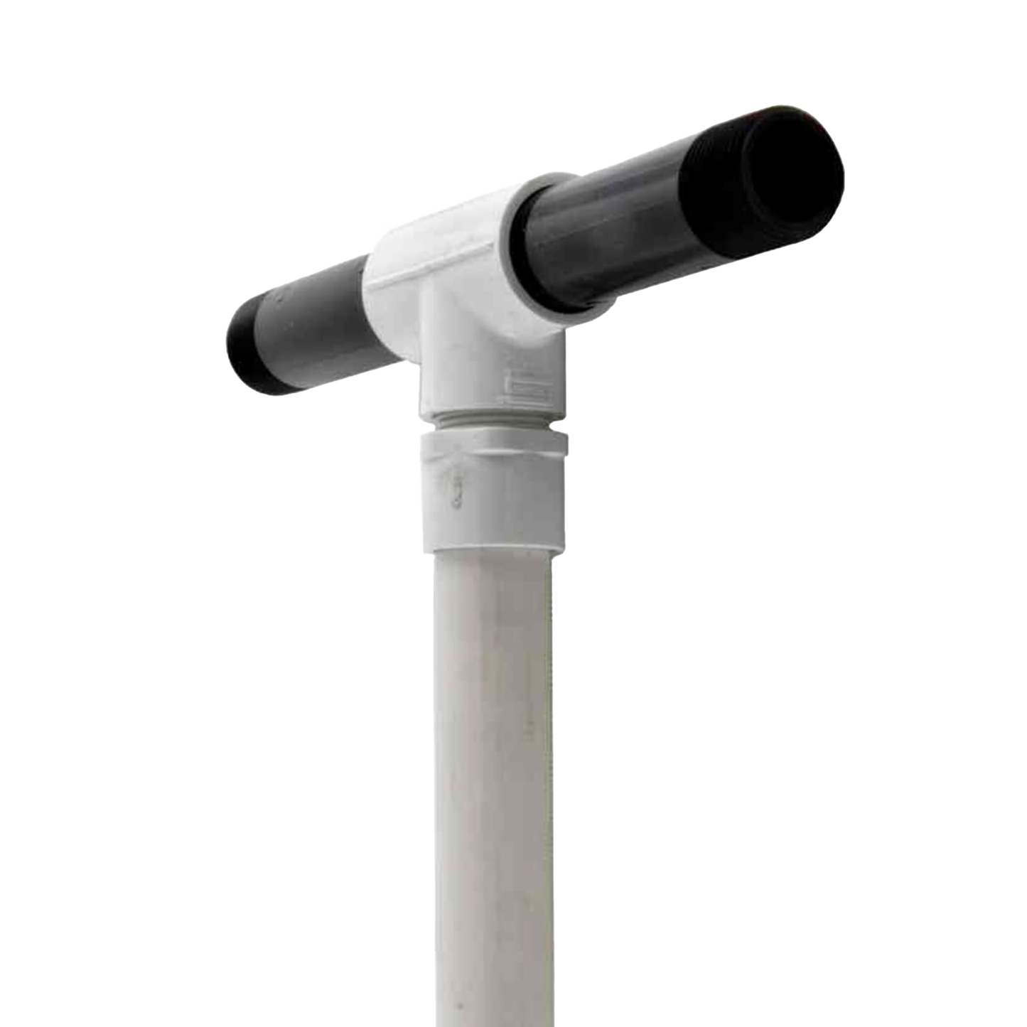 Lower height deep well pump head assembly with durable white and black PVC components, designed for water pumps and deep well use, made in USA, featured in Appliances and Water Pumps collections.