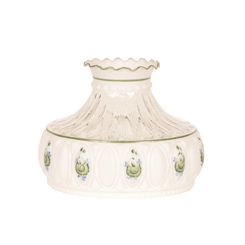 Handcrafted 10-inch glass lamp shade featuring green rose accents and soft light diffusion, ideal for lamps and lighting, parts and accessories, and best sellers collections.