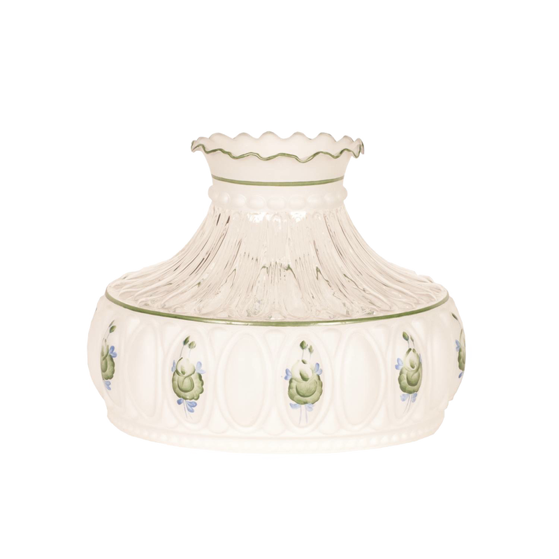 Handcrafted 10-inch glass lamp shade featuring green rose accents and soft light diffusion, ideal for lamps and lighting, parts and accessories, and best sellers collections.