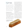 Page from a soapmaking guidebook explaining hard fats with detailed text and featuring a natural wooden brush with dense bristles, part of health and wellness and soapmaking supplies collections.