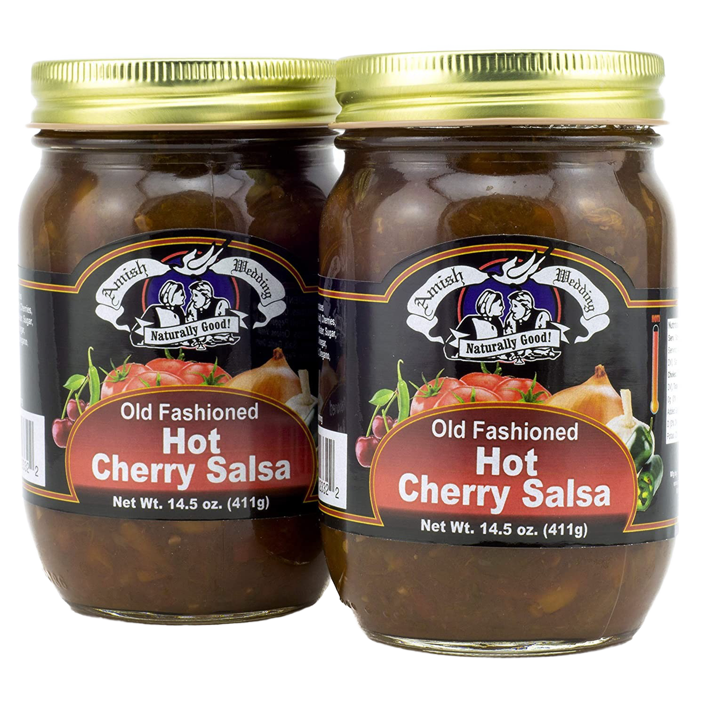 Two 14.5-ounce jars of handcrafted, kettle-cooked hot cherry salsa with thick, chunky texture, made in USA, ideal for Kitchen & Food, Snacks and Sweets, Pantry, and Best Sellers collections.