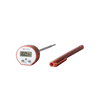 Compact digital cooking thermometer with stainless steel probe and protective brown plastic sheath, ideal for kitchen gadgets, cooking helpers, and health-conscious food preparation.