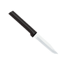 Handcrafted serrated paring knife with super-fine high carbon stainless steel blade and smooth black handle, made in USA, ideal for Kitchen Knives, Food Prep, and Farm, Garden & Tool collections.