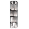 Compact cutlery organizer with angled compartments holding layered stainless steel forks, spoons, and knives, designed for space-saving kitchen storage in Kitchen & Food, Kitchen Gadgets, and Storage collections.