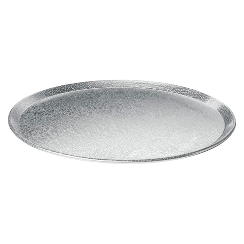 Round aluminum pizza pan with textured pebble surface for enhanced airflow, featuring reinforced edges for durability, ideal for kitchen, cookware, and best seller collections.