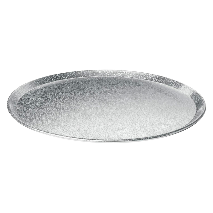 Round aluminum pizza pan with textured pebble surface for enhanced airflow, featuring reinforced edges for durability, ideal for kitchen, cookware, and best seller collections.