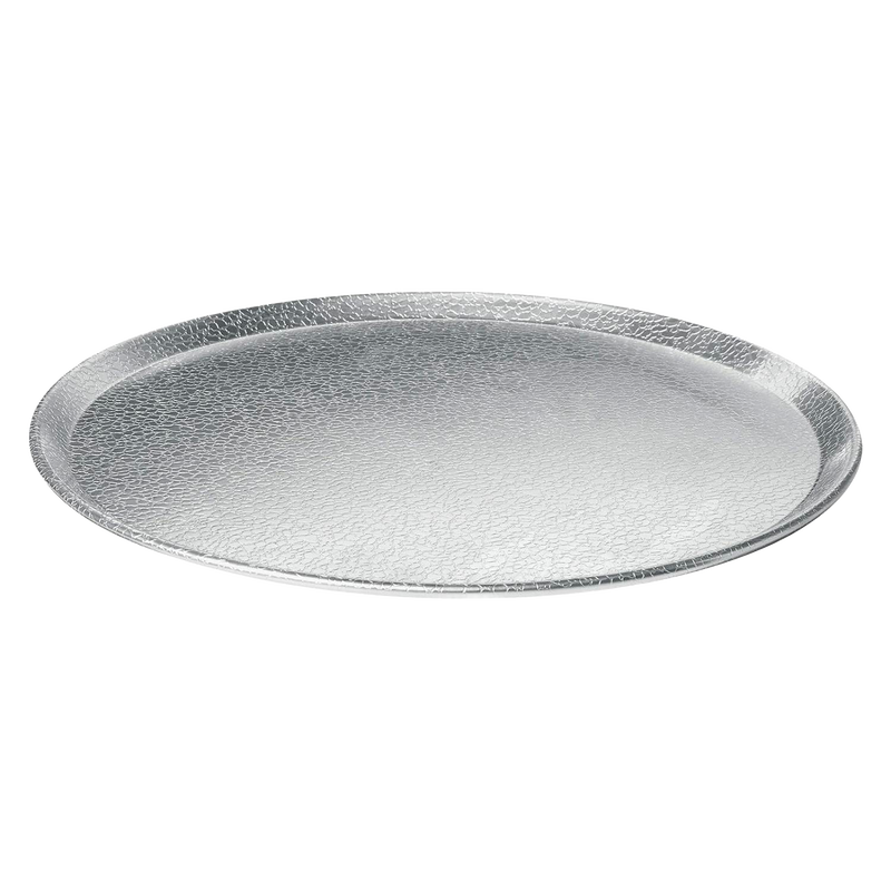 Round aluminum pizza pan with textured pebble surface for enhanced airflow, featuring reinforced edges for durability, ideal for kitchen, cookware, and best seller collections.