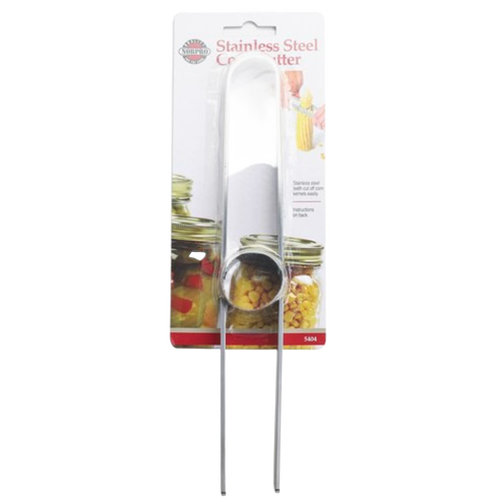 Durable stainless steel corn cutter with circular blade designed to quickly remove kernels from the cob, ideal for Kitchen & Food, Food Prep, Choppers and Cutters, and Food Preservation collections.