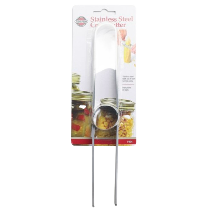 Durable stainless steel corn cutter with circular blade designed to quickly remove kernels from the cob, ideal for Kitchen & Food, Food Prep, Choppers and Cutters, and Food Preservation collections.