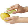Handheld green PalmZester designed for comfortable zesting and peeling lemons, featuring an ergonomic grip and channel knife, ideal for Kitchen & Food and Cooking Helpers collections.