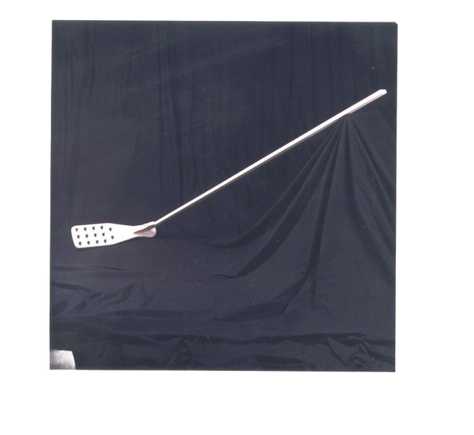 Handcrafted apple butter stirrer with a long smooth maple handle and perforated poplar paddle, made in USA, ideal for Farm, Garden & Tool and Kitchen & Food collections.