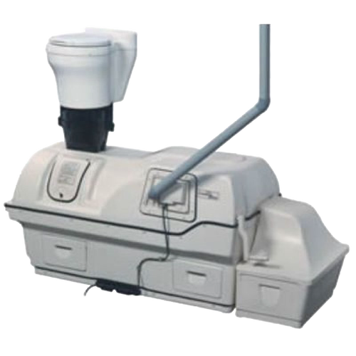 High capacity composting toilet system with integrated airflow technology, featuring a rotating drum and separate waste collection, ideal for Appliances, Composting Toilets, Best Sellers collections.