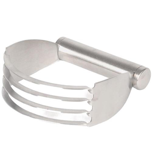 Durable stainless steel hand pastry blender with four wide blades and a solid handle, designed for effortless mixing in Kitchen & Food, Baking Supplies, and Cooking Helpers collections.