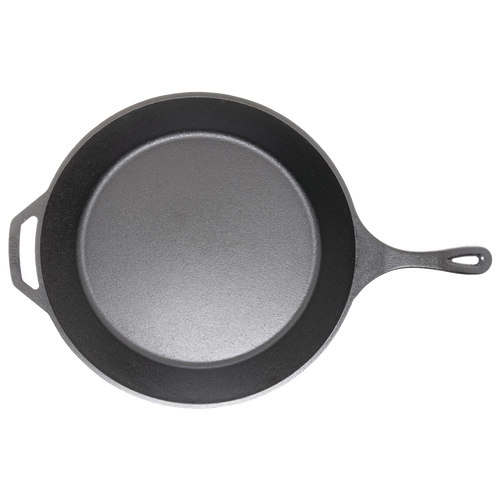 Handcrafted Lodge Classic Cast Iron Skillet with a pre-seasoned surface, featuring an ergonomic handle and helper grip for unmatched heat retention in Kitchen & Food, Cookware, Cast Iron, Best Sellers, Promo Eligible collections.