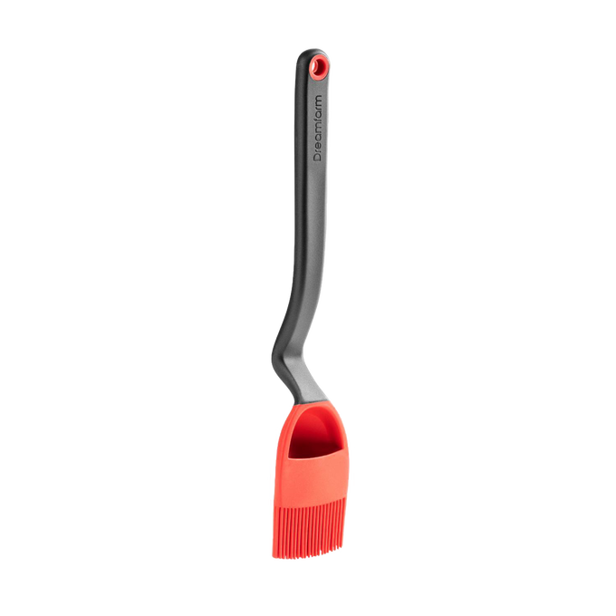 Brizzle basting brush with black handle and red silicone bristles designed for precise liquid release and flexible reach, ideal for Kitchen & Food, Kitchen Gadgets, and Grilling collections.
