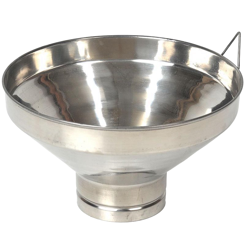 Large stainless steel milk strainer with wide funnel shape and locking handle, crafted for durability and farmhouse use, featured in Farm, Garden & Tool, Animal Care, Best Sellers, and Promo Eligible collections.