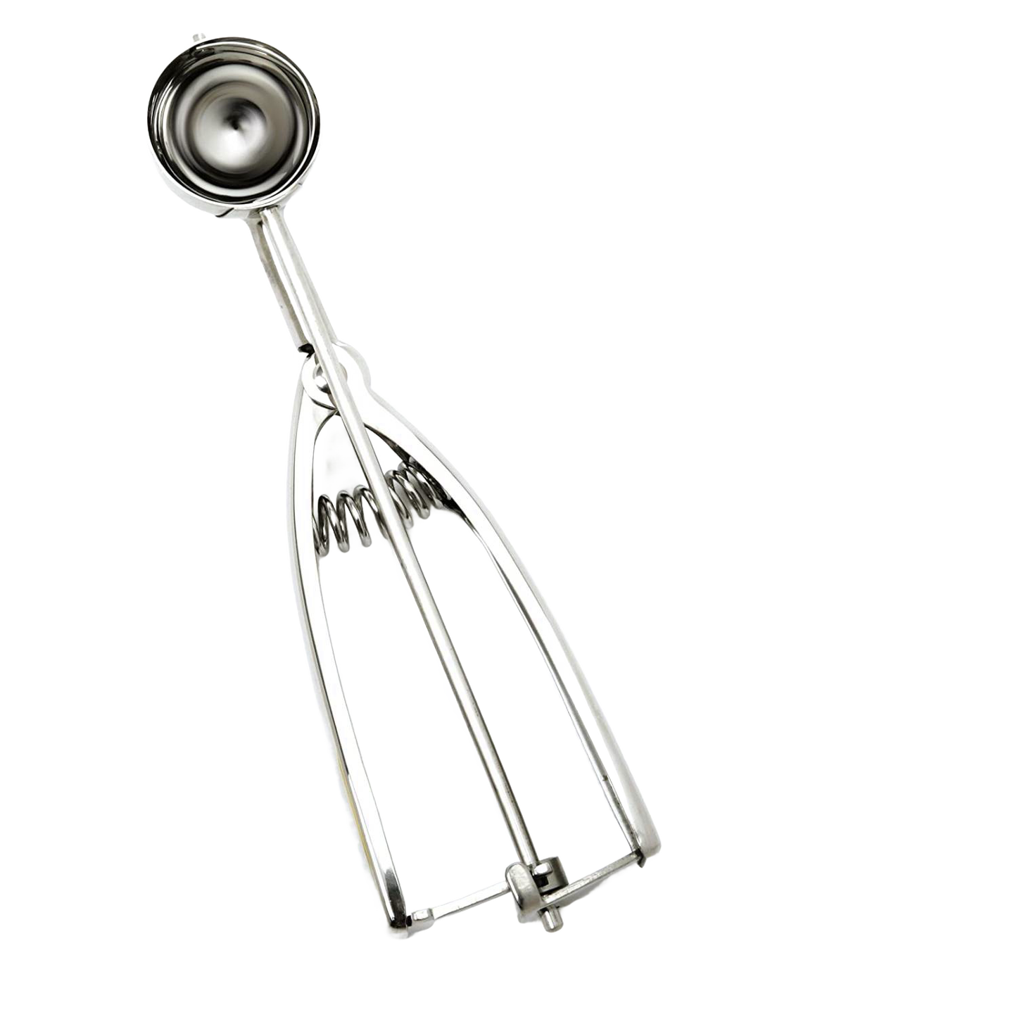 Handcrafted metal scoop with spring release mechanism designed for uniform, mess-free scooping, ideal for Kitchen & Food, Cookware, Baking Supplies, Kitchen Gadgets, Cooking and Baking Helpers, and Best Sellers collections.