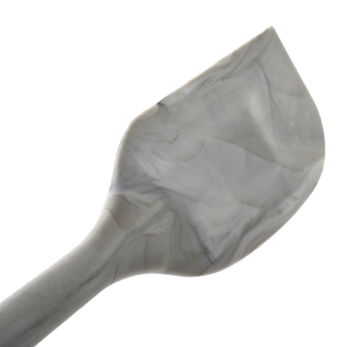 Close-up of a durable silicone spatula featuring an elegant marble pattern, heat resistant up to 425°F, perfect for Kitchen & Food, Baking Supplies, and Cooking and Baking Helpers collections.