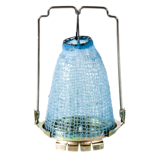 Unique handcrafted replacement mantle with blue mesh netting and metal frame, designed for durable nightly use in lamp parts and accessories collections.