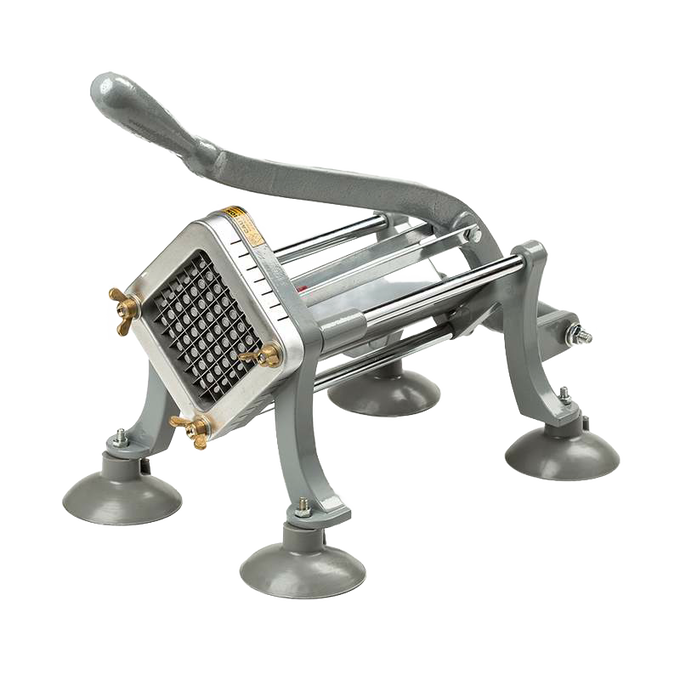 Heavy-duty metal french fry cutter with four suction feet for stability, designed for efficient food prep in Kitchen & Food, Choppers and Cutters, and Best Sellers collections.
