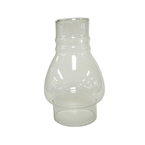 Clear ribbed glass oil lamp chimney with 2-7/8" base, handcrafted for durability, ideal for lamps and lighting, parts and accessories, and chimneys and globes collections.
