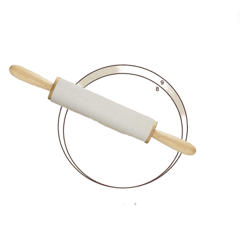 Fabric pastry frame with wooden slats on each end and long metal loops that keep it stable on countertops, handcrafted for Kitchen & Food, Cookware, Baking Supplies, and Best Sellers collections.