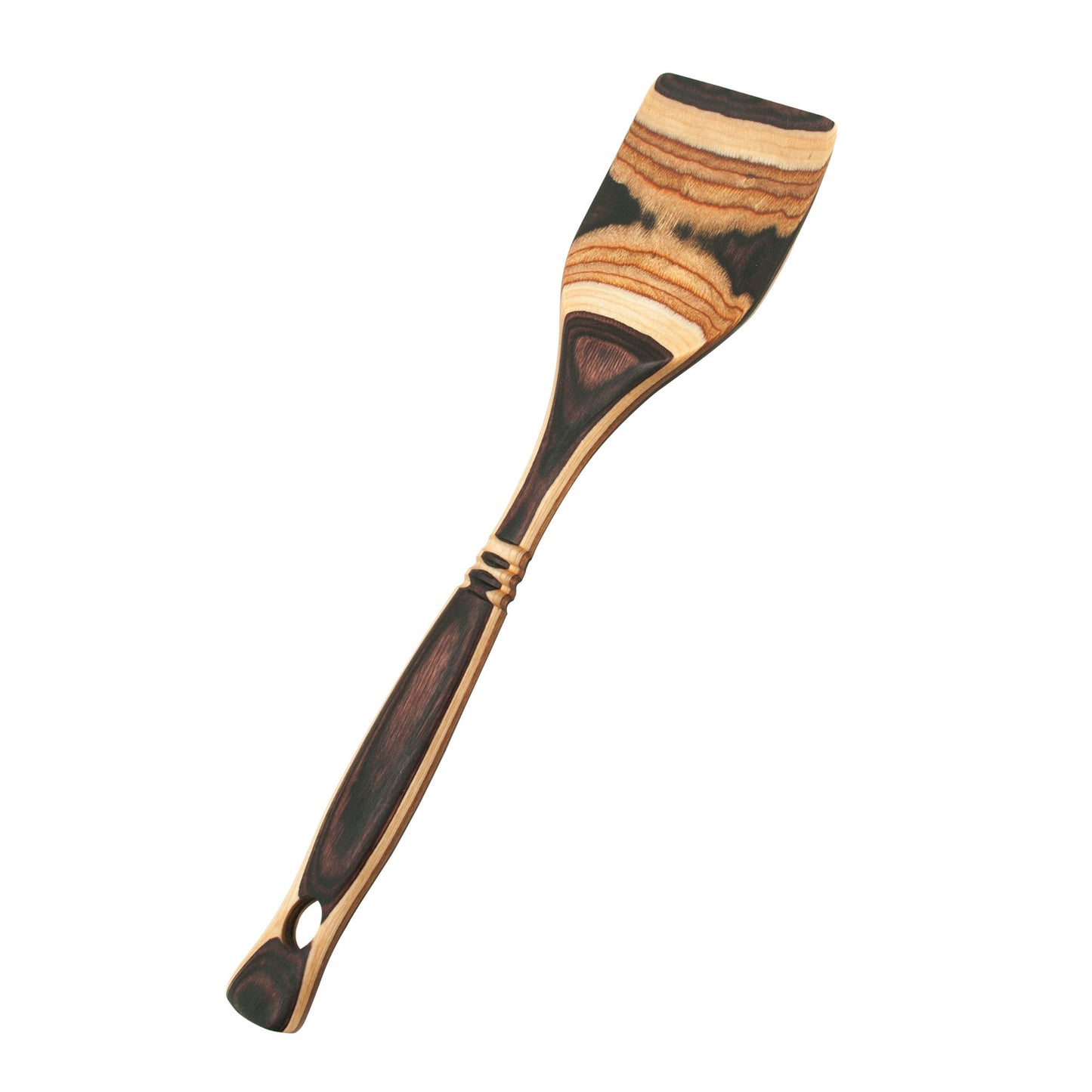 Colorful pakkawood spatula with sturdy construction and unique natural wood grain patterns, designed for versatile use in Kitchen & Food, Kitchen Gadgets, Cooking and Baking Helpers, Storage and Serving, and Best Sellers collections.