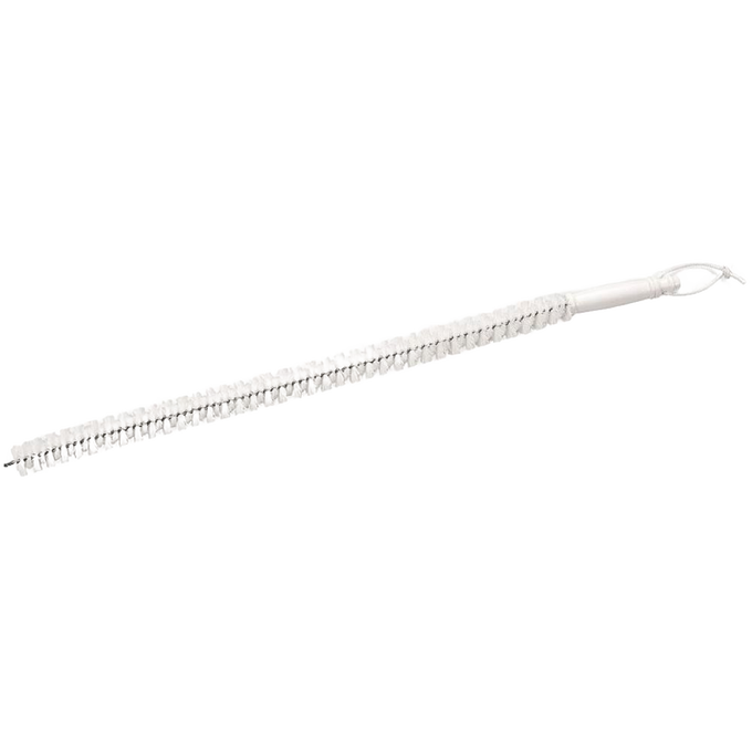 Flexible white bristle brush with spirally wound design for cleaning upper dryer lint traps, handcrafted and made in USA, featured in Home & Decor and Household Cleaning collections.