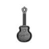 Cast iron mini skillet shaped like a guitar with embossed signature detail, handcrafted in USA, ideal for Kitchen & Food, Cookware, Cast Iron, and Best Sellers collections.