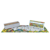 Partially completed 1000-piece puzzle featuring a colorful backyard bird scene with scattered pieces, accompanied by the puzzle box and a gray storage tray, part of Toys, Books & Games and USA Made collections.