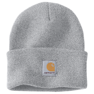 Unique handcrafted knit cuffed beanie in light gray with a branded patch, designed for durability and warmth, featured in Health & Wellness, Clothing and Accessories, Best Sellers, and Promo Eligible collections.
