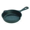 Small pre-seasoned cast iron mini skillet with dual pouring spouts and elongated handle, suitable for Kitchen & Food, Cookware, Cast Iron, and Kitchen Gadgets collections.