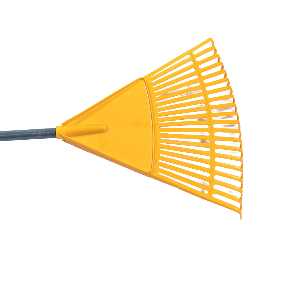 Child-sized yellow plastic leaf rake with sturdy handle, designed for outdoor play and gardening, suitable for ages 6 and up, featured in Toys, Books & Games and Children's Toys collections.