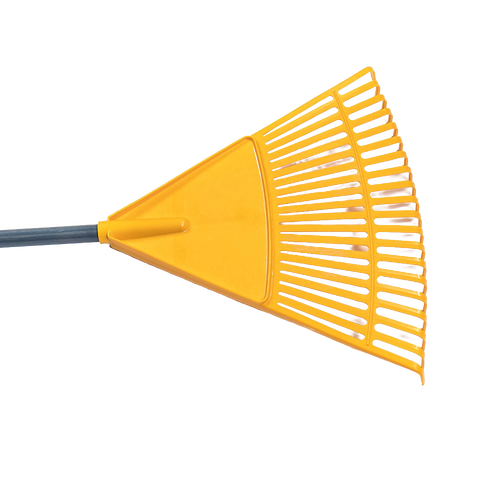 Child-sized yellow plastic leaf rake with sturdy handle, designed for outdoor play and gardening, suitable for ages 6 and up, featured in Toys, Books & Games and Children's Toys collections.