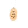 Handcrafted wooden windcatcher engraved with "The Lord's Prayer," hanging by a cord, designed for Farm, Garden & Tool, Garden Accessories, Best Sellers, and Promo Eligible collections.