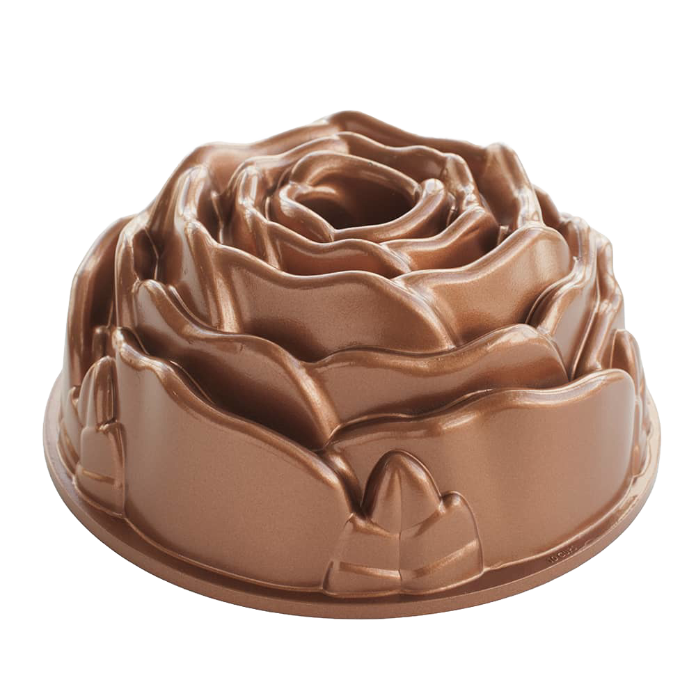 Rose-shaped heavy cast aluminum Bundt pan with premium nonstick finish, handcrafted in the USA, ideal for Kitchen & Food, Cookware, Baking Supplies, USA Made, Best Sellers, and Promo Eligible collections.