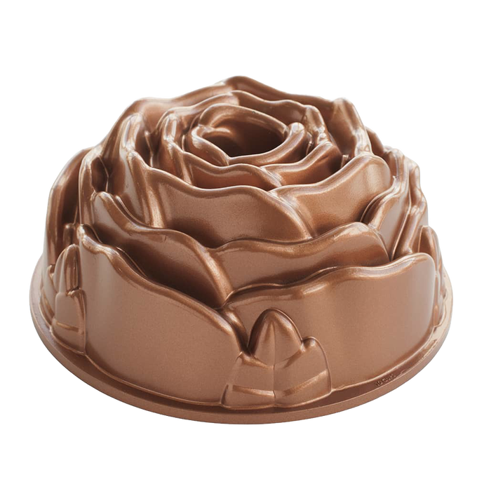 Rose-shaped heavy cast aluminum Bundt pan with premium nonstick finish, handcrafted in the USA, ideal for Kitchen & Food, Cookware, Baking Supplies, USA Made, Best Sellers, and Promo Eligible collections.