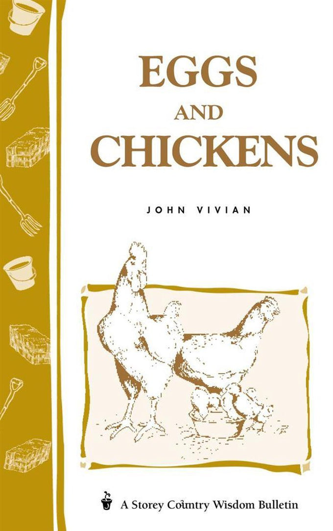 Book cover featuring a simple illustration of hens and chicks with text on chicken care, ideal for farm, garden, and livestock book collections.